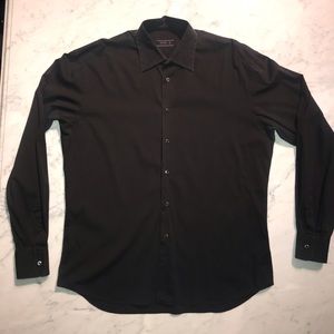 Mens Prada Black Dress Shirt Long Sleeve Button Down Stretch 40 15 3/4